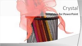  Presentation with pencils - Audience pleasing PPT theme consisting of colour-pencils-isolated-on-white backdrop and a white colored foreground