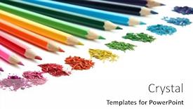  Presentation with pencils - Audience pleasing presentation theme consisting of colour pencils with sharpening shavings backdrop and a white colored foreground