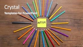  Presentation with autism - Presentation theme with colour psychology - colorful pencils markers and note background and a coral colored foreground
