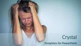  Presentation with anxiety - Audience pleasing PPT theme consisting of colour psychology - young woman suffering backdrop and a sky blue colored foreground