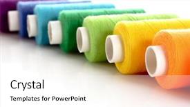  Presentation with thread - Beautiful PPT layouts featuring coloured bobbins of lurex thread backdrop and a white colored foreground