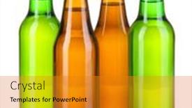  Presentation with coloured - PPT layouts consisting of coloured glass beer bottles isolated on white background and a gold colored foreground