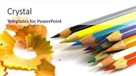  Presentation with coloured - Presentation featuring coloured pensils and sawdust background and a white colored foreground