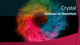  Presentation with coloured - Colorful presentation design enhanced with coloured-powder-explosion-isolated backdrop and a ocean colored foreground