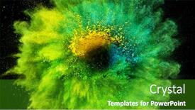  Presentation with coloured - Cool new theme with coloured-powder-explosion-isolated backdrop and a shamrock green colored foreground