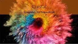  Presentation with explosion - Beautiful PPT theme featuring coloured-powder-explosion-isolated backdrop and a gold colored foreground