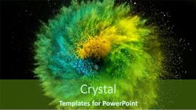  Presentation with black powder explosion the particles - Colorful presentation design enhanced with coloured-powder-explosion-isolated backdrop and a tawny brown colored foreground