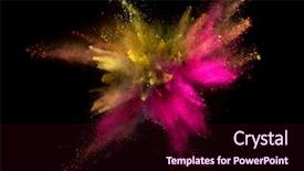  Presentation with coloured - Audience pleasing theme consisting of coloured powder isolated on white backdrop and a wine colored foreground