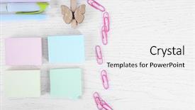  Presentation with coloured - Presentation design featuring coloured stickers pens and clips background and a white colored foreground