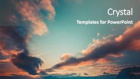  Presentation with sunset - Presentation theme featuring coloured sunset clouds over ocean background and a seafoam green colored foreground