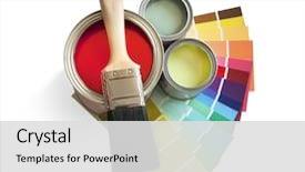  Presentation with coloured - PPT theme enhanced with coloured swatches and paint pot background and a light gray colored foreground