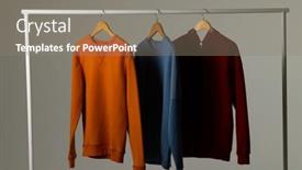  Presentation with rail - Theme featuring coloured-sweatshirts-displayed-on-clothing background and a gray colored foreground