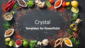  Presentation with spices - Beautiful slide set featuring colourful-background-of-various-herbs backdrop and a dark gray colored foreground