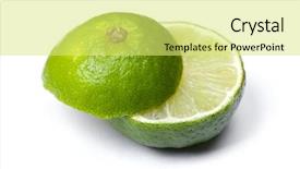  Presentation with lime green and white flower - Colorful presentation design enhanced with colourful backrounds - sliced ripe lime isolated backdrop and a  colored foreground