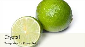  Presentation with lime green and white flower - PPT layouts enhanced with colourful backrounds - sliced ripe lime isolated background and a  colored foreground