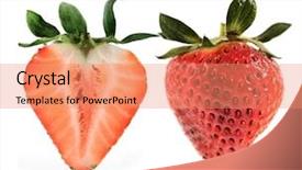  Presentation with strawberry - Slide deck having colourful backrounds - strawberry on white backround background and a coral colored foreground