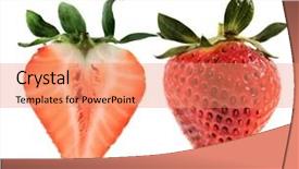  Presentation with strawberry - PPT theme enhanced with colourful backrounds - strawberry on white backround background and a coral colored foreground