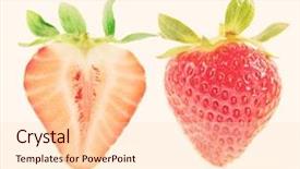  Presentation with strawberry - Slide deck with colourful backrounds - strawberry on white backround background and a lemonade colored foreground