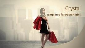  Presentation with red carpet retro style - PPT layouts featuring colourful backrounds - stylish female standing with red background and a lemonade colored foreground