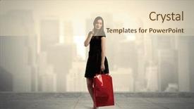  Presentation with red carpet retro style - Theme featuring colourful backrounds - stylish female standing with red background and a  colored foreground