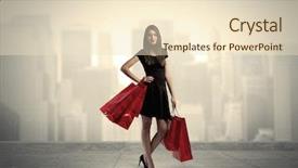  Presentation with red carpet retro style - Slides consisting of colourful backrounds - stylish female standing with red background and a  colored foreground