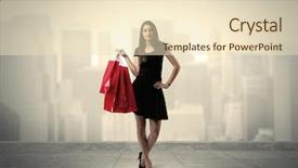  Presentation with red carpet retro style - Audience pleasing slides consisting of colourful backrounds - stylish female standing with red backdrop and a  colored foreground