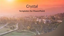  Presentation with sunrise on mountain - Cool new slides with colourful bright backrounds - pink sunrise and cityscape backdrop and a coral colored foreground