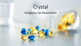  Presentation with pill bottle - Colorful theme enhanced with colourful capsules spilled from pill backdrop and a sky blue colored foreground