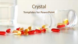  Presentation with pill bottle - Audience pleasing presentation theme consisting of colourful capsules spilled from pill backdrop and a sky blue colored foreground