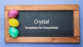  Presentation with odontology colorful 3d view - Beautiful presentation design featuring colourful chalkboard - blackboard and colorful easter eggs backdrop and a ocean colored foreground