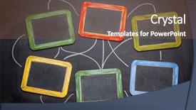  Presentation with flowchart - Colorful slide set enhanced with colourful chalkboard - blank abstract network or flowchart backdrop and a violet colored foreground