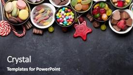  Presentation with sweets - Slide deck having colourful chalkboard - colorful sweets lollipops macaroons marshmallow background and a dark gray colored foreground