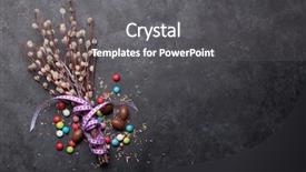  Presentation with greeting card - Beautiful slide deck featuring colourful chalkboard - easter greeting card with chocolate backdrop and a dark gray colored foreground