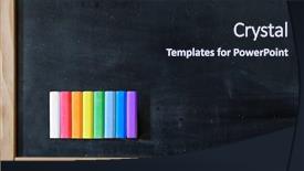  Presentation with rainbow crayons - Cool new PPT theme with colourful chalkboard - school board with a set backdrop and a wine colored foreground