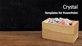  Presentation with coloured - PPT theme with colourful chalkboard - wooden box of coloured chalk background and a black colored foreground