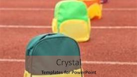  Presentation with playground - Presentation enhanced with colourful-children-schoolbags-outdoors background and a coral colored foreground