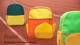  Presentation with playground - Theme enhanced with colourful-children-schoolbags-outdoors background and a red colored foreground