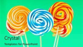  Presentation with lollipop - Slide deck having colourful-lollipop-against-the-colourful background and a cyan colored foreground