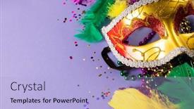  Presentation with mardi - Presentation theme with colourful-mardi-gras-beads-feathers background and a light blue colored foreground
