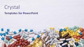  Presentation with medicines - Colorful slide set enhanced with colourful-medicines-pills-capsules backdrop and a sky blue colored foreground