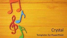  Presentation with yellow and teal design music note - Colorful PPT layouts enhanced with colourful musical notes on yellow backdrop and a gold colored foreground