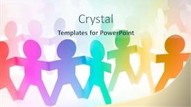  Presentation with chain - Theme consisting of colourful-paper-chain-people-holding background and a sky blue colored foreground