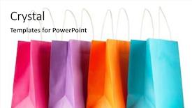  Presentation with paper - Slide deck with colourful paper shopping bags isolated background and a white colored foreground