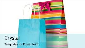  Presentation with paper bag vs plastic bags - Presentation with colourful paper shopping bags isolated background and a arctic colored foreground