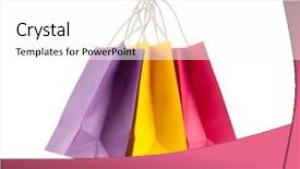  Presentation with paper bag vs plastic bags - Presentation theme enhanced with colourful paper shopping bags isolated background and a white colored foreground