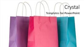  Presentation with paper bag vs plastic bags - PPT theme having colourful paper shopping bags isolated background and a white colored foreground
