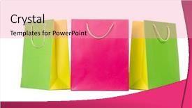  Presentation with plastic bag - Slide set having colourful shopping bags isolated background and a  colored foreground