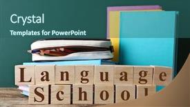  Presentation with language - Cool new presentation theme with colourful stationery and word language backdrop and a ocean colored foreground