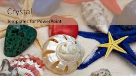 Presentation with seashell - Presentation design enhanced with colourful-stones-starfishes background and a coral colored foreground