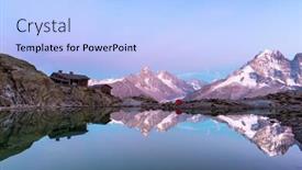  Presentation with lac - Presentation featuring colourful-sunset-on-lac-blanc background and a light blue colored foreground